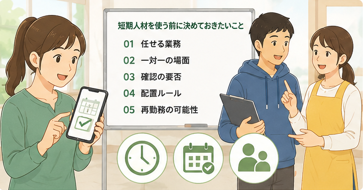 短期アルバイトやスポットワークの運用確認イメージ