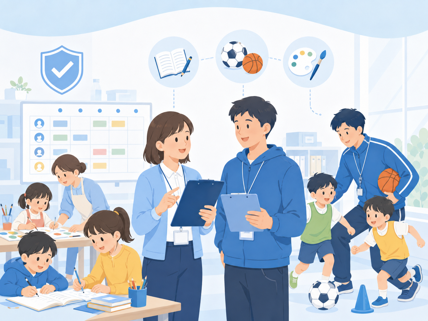学習塾やスポーツクラブのスタッフ整理のイメージ