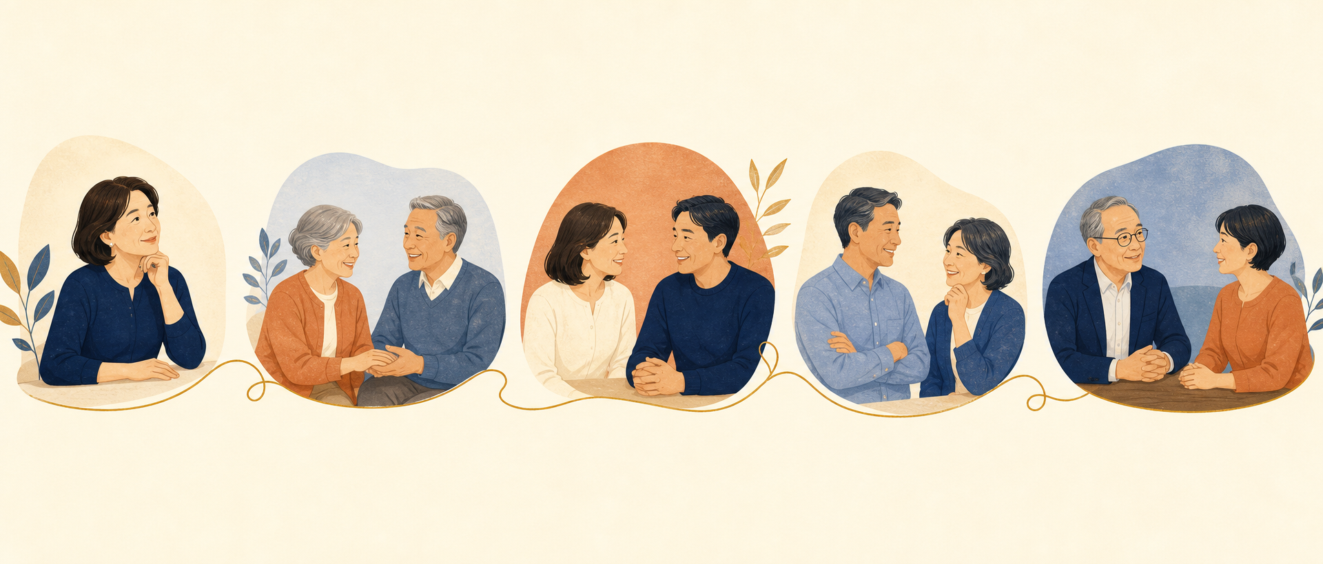 自分自身、親、兄弟姉妹、その他の親族、身内以外の方との関係性を表したイラスト
